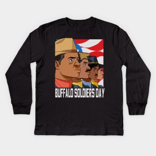 National Buffalo Soldiers Day African American July 28th Kids Long Sleeve T-Shirt